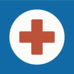 Graphic of a red plus symbol for health services